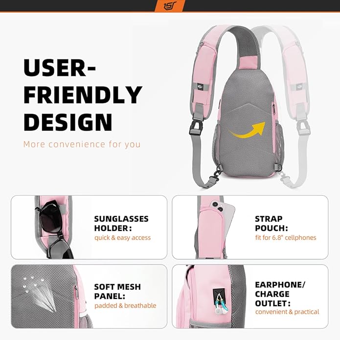 SKYSPER Sling Bag RFID Crossbody Sling Backpack Cross Body Shoulder Bag Travel Hiking Daypack for Women Men