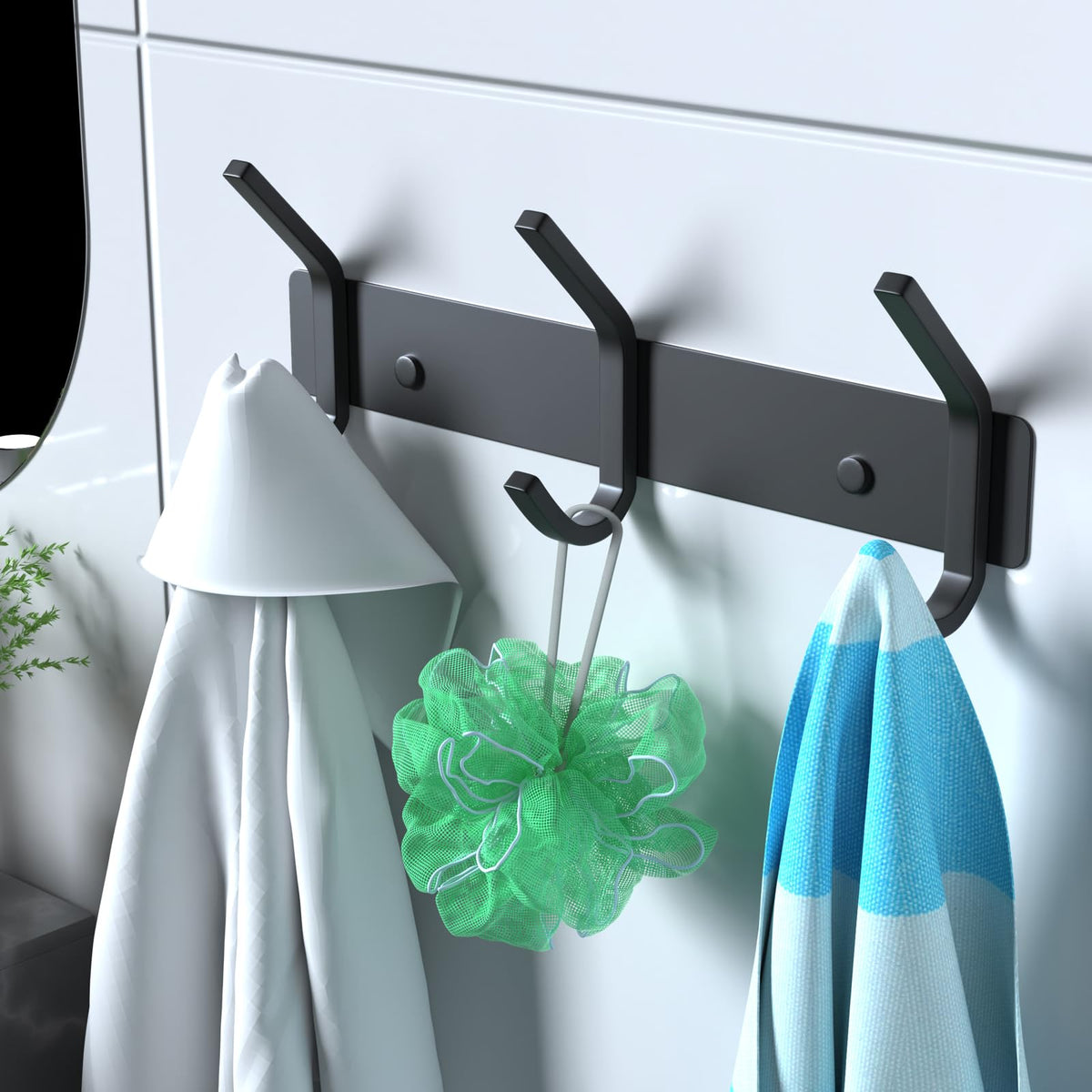 Coat Hooks Wall Hook for Hanging Clothes Robes Towels Hats Heavy Duty Coat Hanger Coat Rack Wall Mount with 3 Hooks