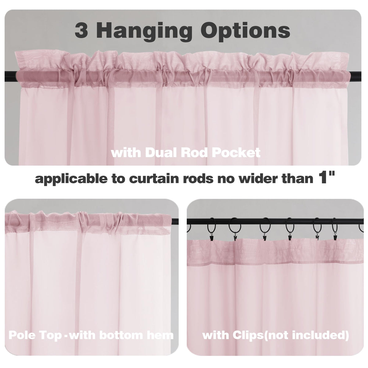 Sheer Curtains 54 Inch Long 2 Panels (2 Count)