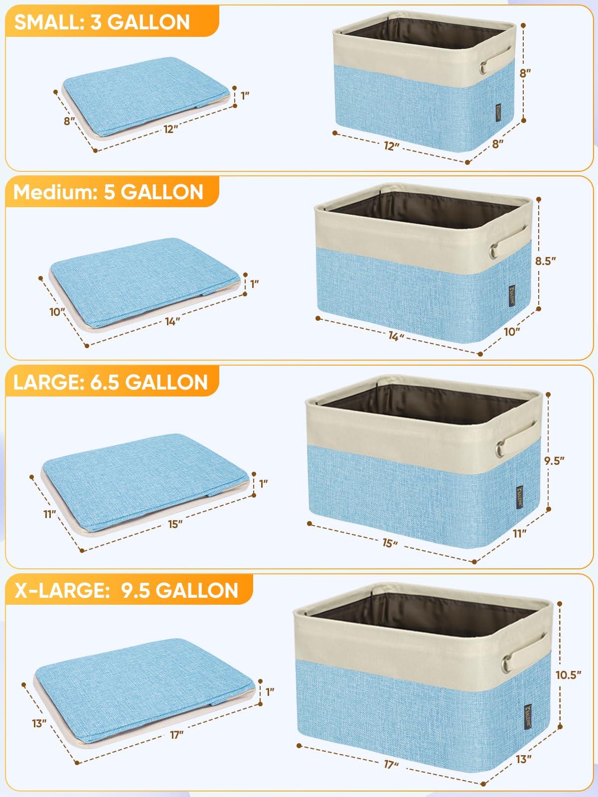 1 Pack Fabric Closet Storage Bins for Shelves