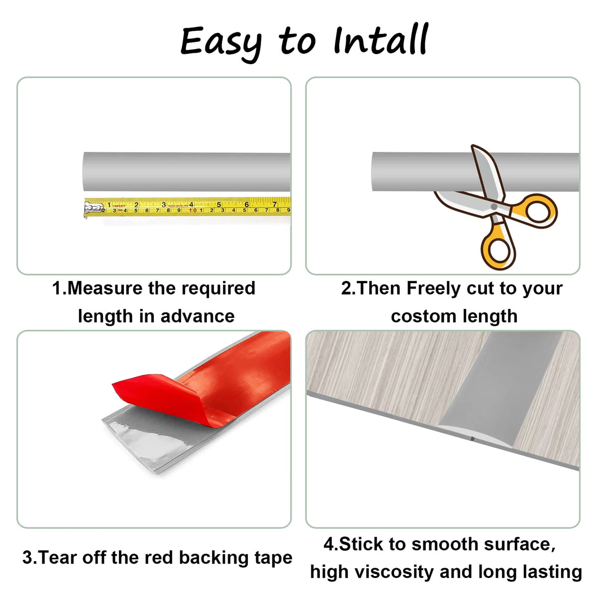 Floor Door Flat Transition Strip & Self Adhesive Floor Vinyl Floor Edge Trim Laminate Floor Gap Covering Joining Strip
