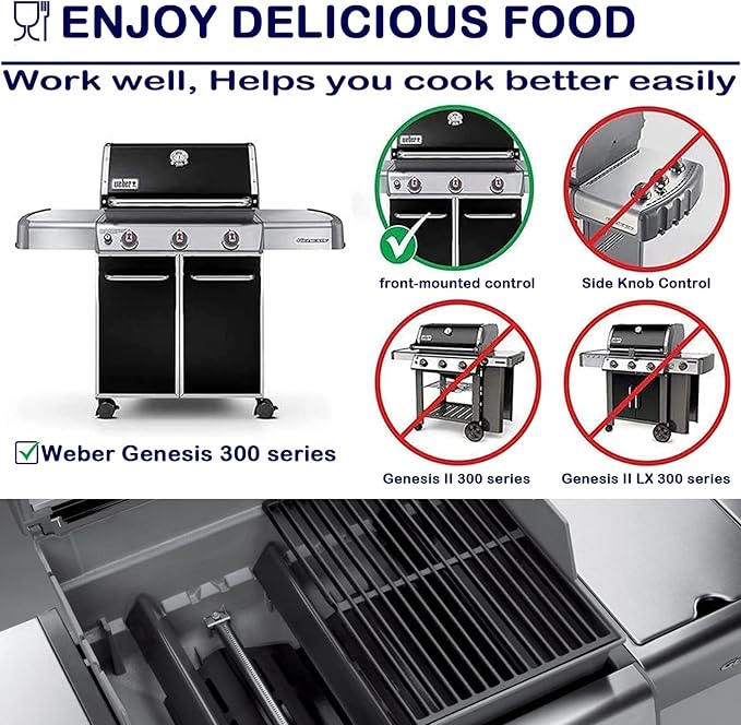 Heat Deflector Flavorizer Bars Porcelain Steel Gas Grill Replacement Parts for Weber Genesis 300 Series E310 E320 E330 S310 S320 S330 EP/CEP-310 EP/CEP-320 EP/CEP-330, 17.5 inch Heat Shield Plates