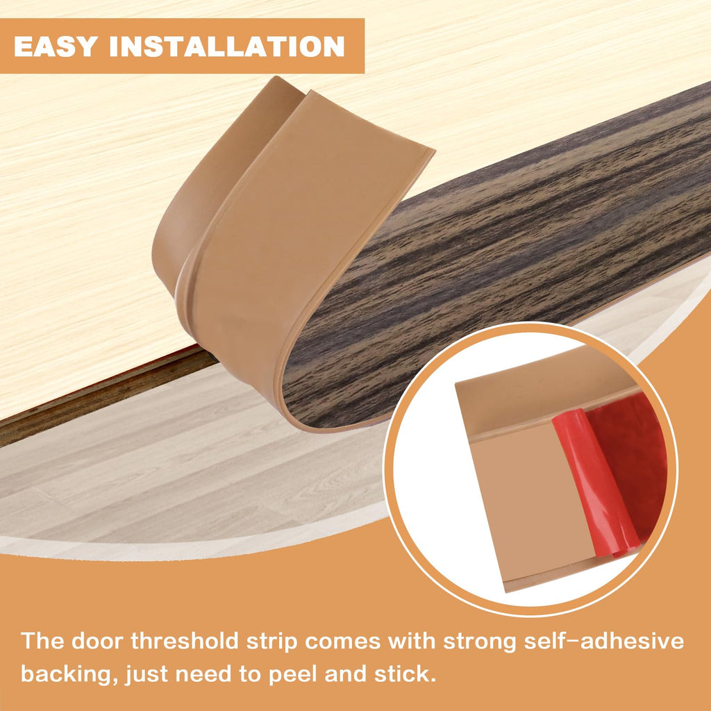 Vinyl Door Threshold Flooring Transition Strip Self Adhesive Carpet Edging Strip for Laminate Doorway Edge Threshold from 3 (6.6 Foot)