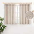 Short Natural Linen Curtains 45 Inch Length 2 Panels Pinch Pleated Light Filtering Textured Window Drapes for Bedroom Kitchen Cafe Privacy Back Tab