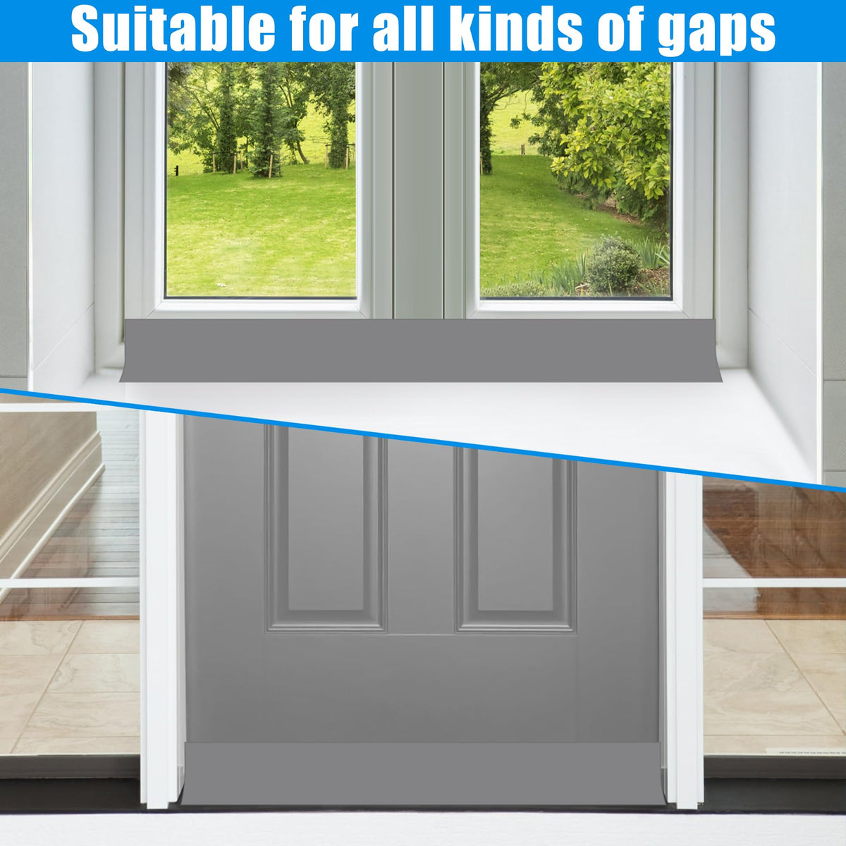Draft Seal Tape for Doors and Windows 1 in x 10 Ft Silicone Weather Stripping Extra Thick 2mm Door Seal Strip with Strong Adhesive Draft Insulation Stopper Side Seal
