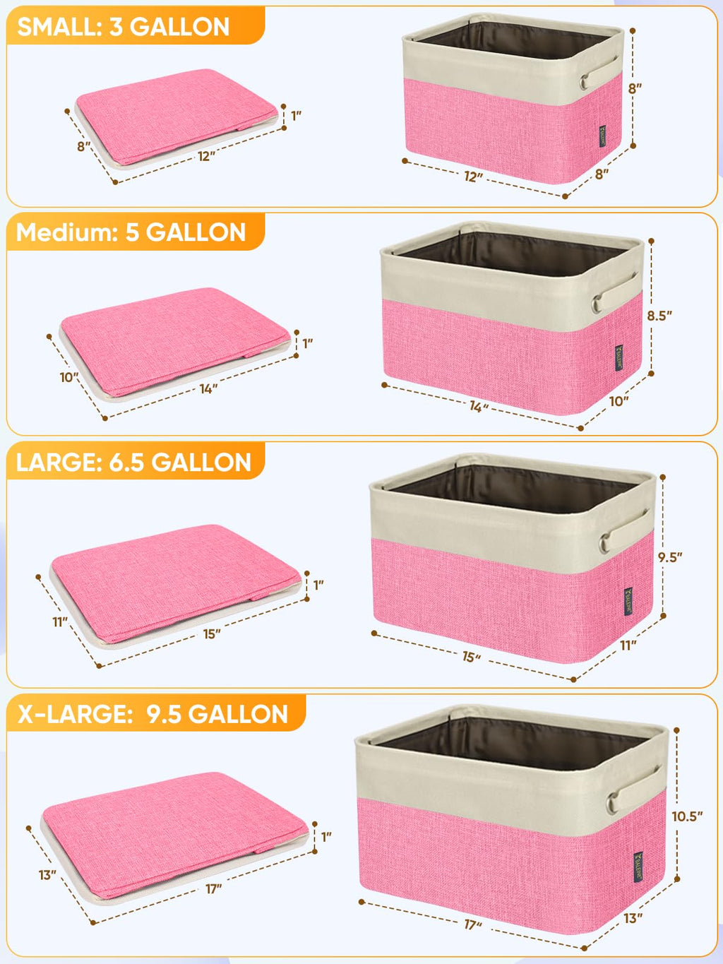 3 Pack Fabric Closet Storage Bins for Shelves (3 Count)