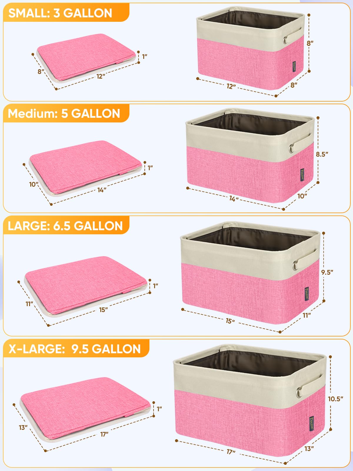 3 Pack Fabric Closet Storage Bins for Shelves (3 Count)