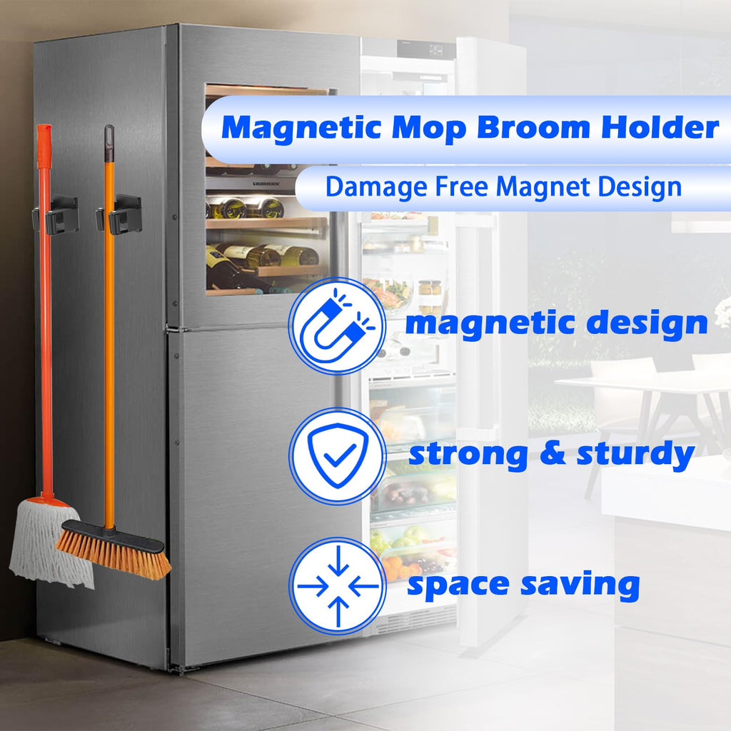 Strong Magnetic Mop Broom Holder (2 Count)