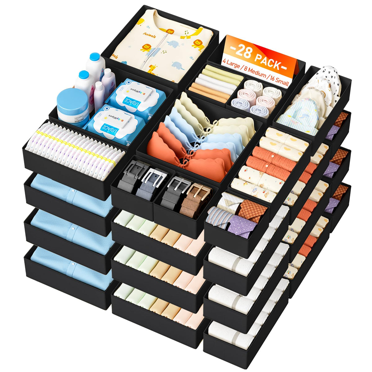 Drawer Organizer Clothes Storage (28 Count)