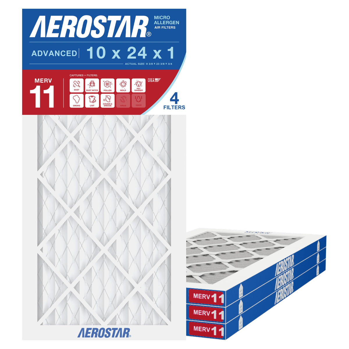 Air Filter 10x24x1 MERV 11 AC Filter (4 Count)