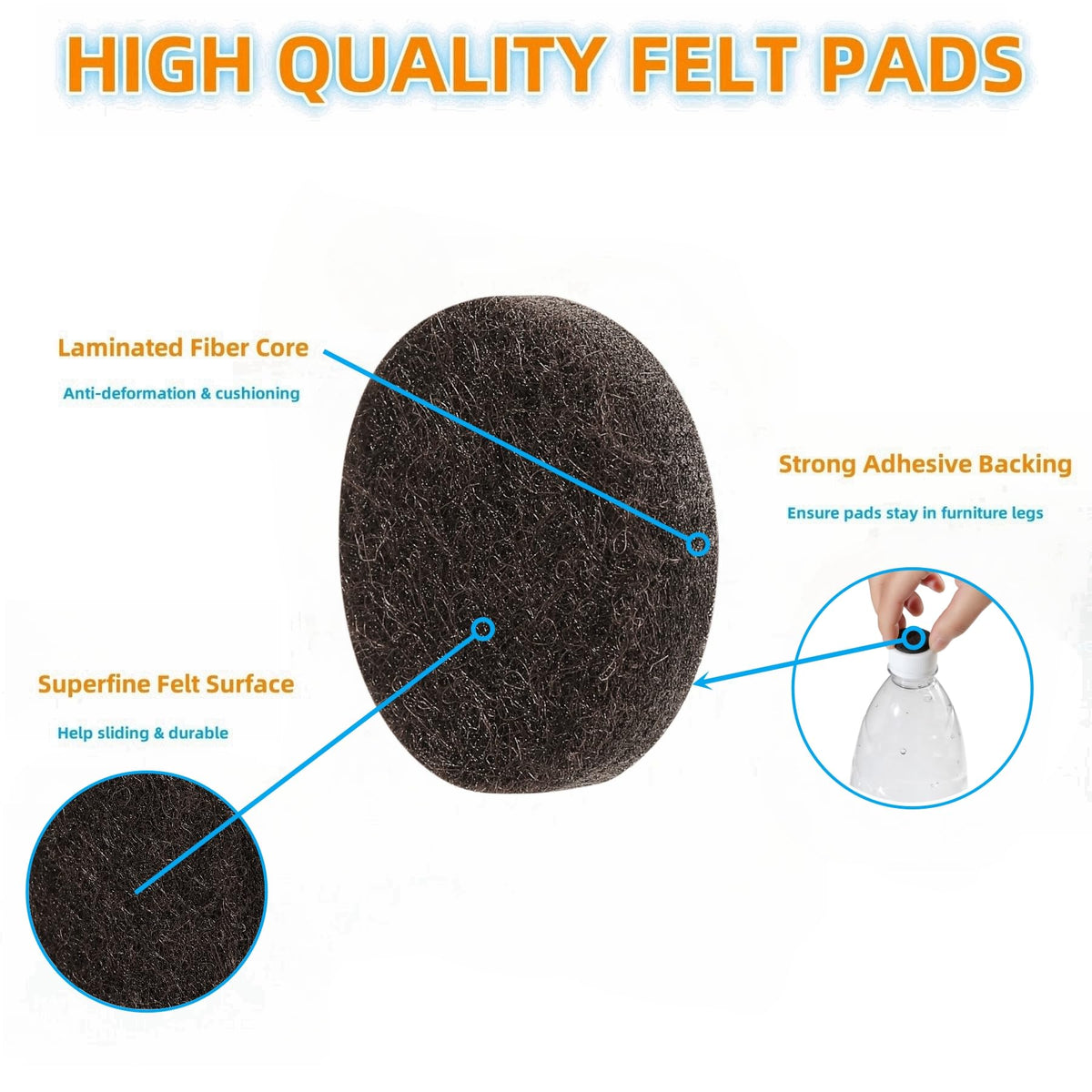 Felt Furniture Pads for Hardwood Floors 164 Piece (129 Count)