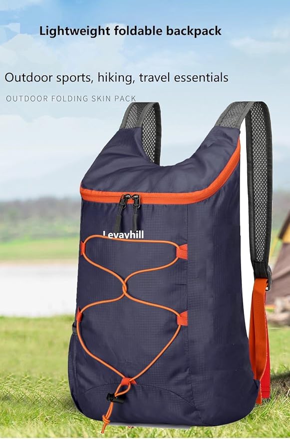 16L Lightweight Foldable Hiking-Backpack Small Packable-Daypack For Travel,Ultralight Water-Resistant Gym Bag Men Women Easy Carry-on (Dark Blue)