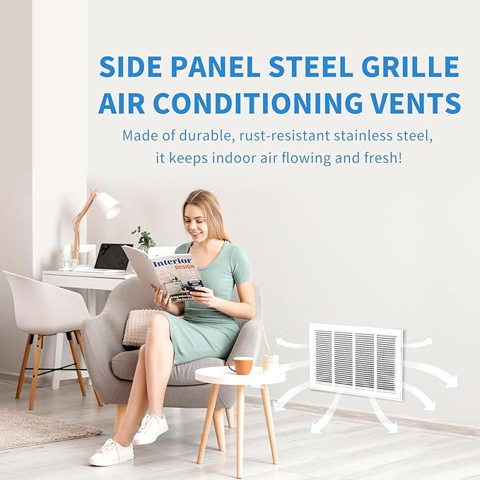 24x12 Return Air Grille [Duct Opening Size],Return Air Vent Cover for Wall Or Ceiling,Steel Return Air Filter Grilles Removable Face/Door for 1 Inch Filters (24"W x 12"H [Duct Opening])
