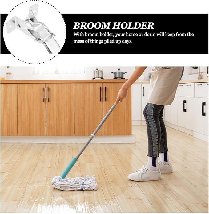 10pcs Broom and Mop Holder Wall Mount Iron Utility Hooks for Household Cleaning Tool Organization Storage