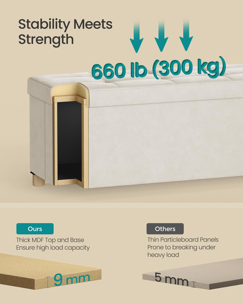 Storage Ottoman Bench with Legs