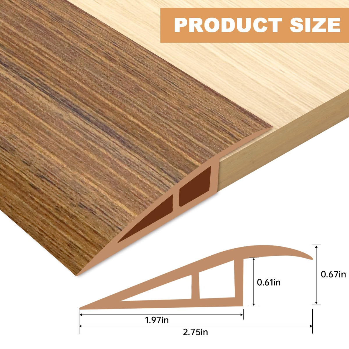 Vinyl Door Threshold Flooring Transition Strip Self Adhesive Carpet Edging Strip for Laminate Doorway Edge Threshold from 2 (6.6 Foot)
