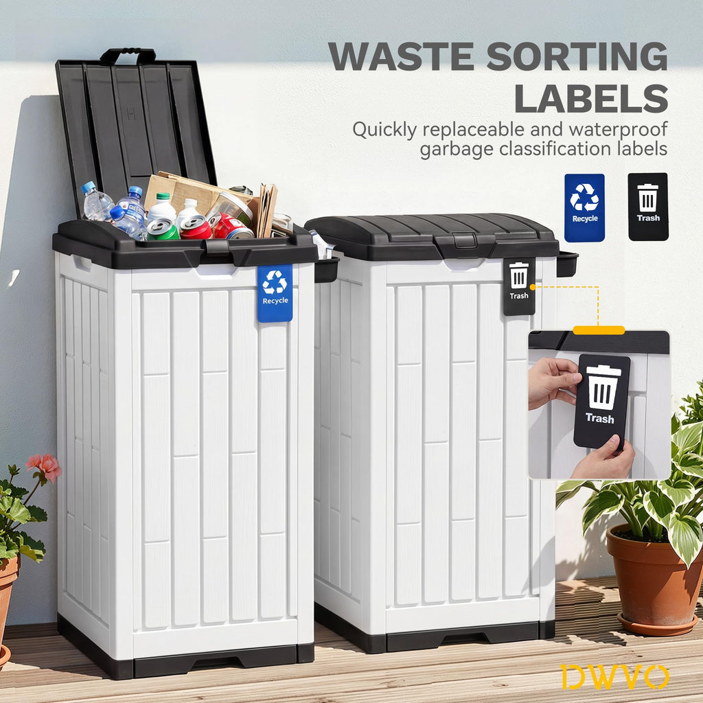 38 Gallon Resin Outdoor Trash Can Set of 2