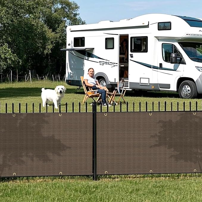 2.5' x 100' Balcony Privacy Screen Fence Cover with Zip Ties Grommets for Apartment Patio Porch Deck Backyard Outdoor (Brown)