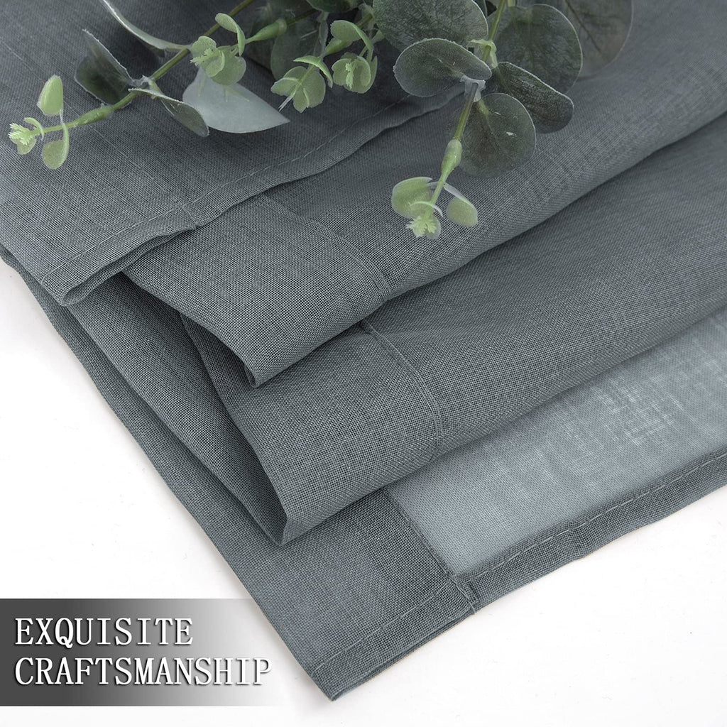 Short Sheer Tier Curtains Linen Textured Half Kitchen Curtain Sheers Light Filtering Rod Pocket Voile Small Curtain for Bathroom