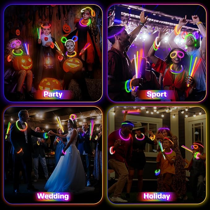 SpringFlower 480 PCS Glow Sticks Bulk Glow Sticks Bracelets For Party Favors Supplies,Neon Party Favors for Glow Party, Wedding, Concert, Raves and Birthday