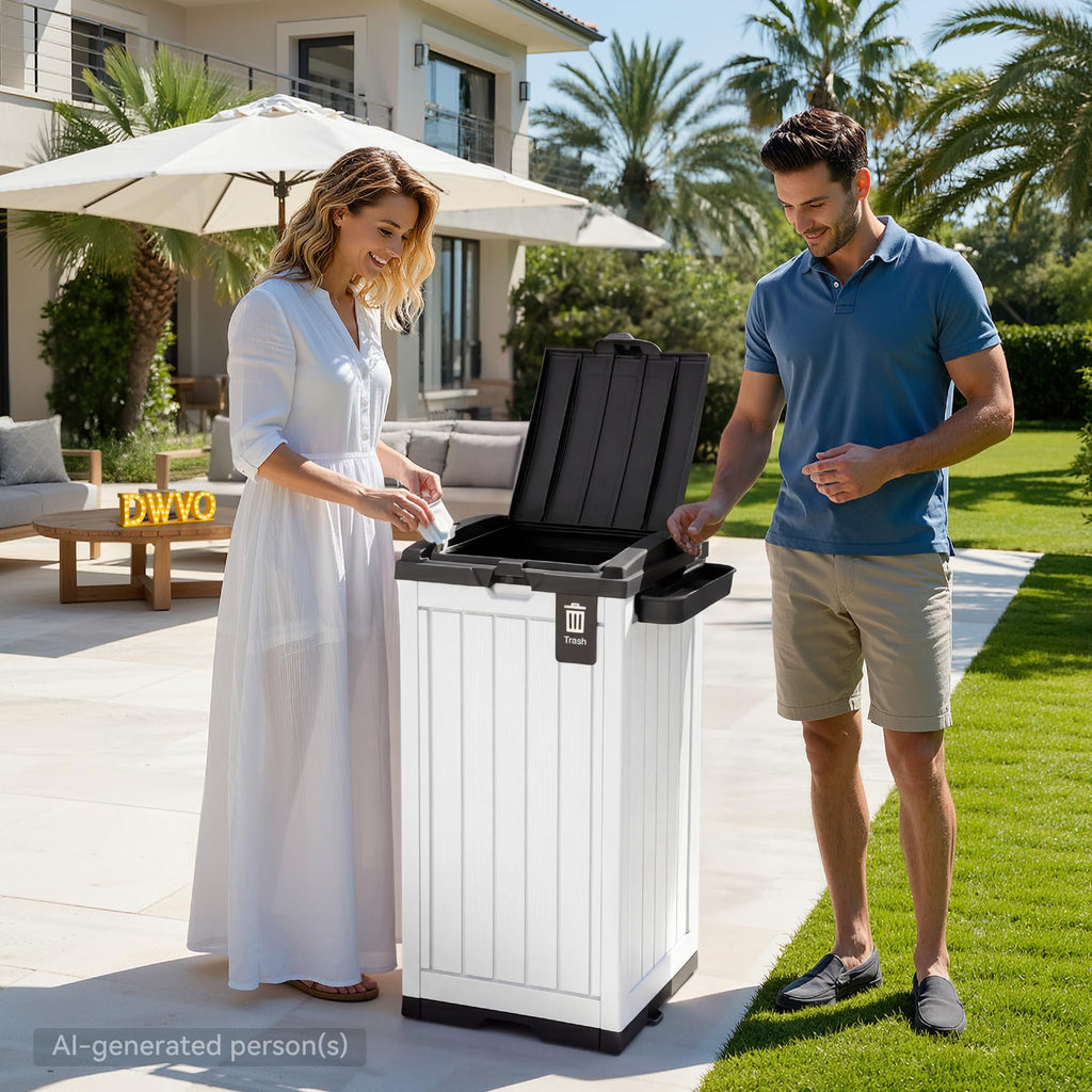 38 Gallon Resin Outdoor Trash Can Set of 2