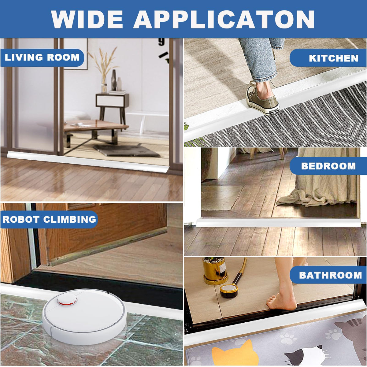 Vinyl Floor Transition Strip Self Adhesive Door Threshold Strip (6.6 Foot)