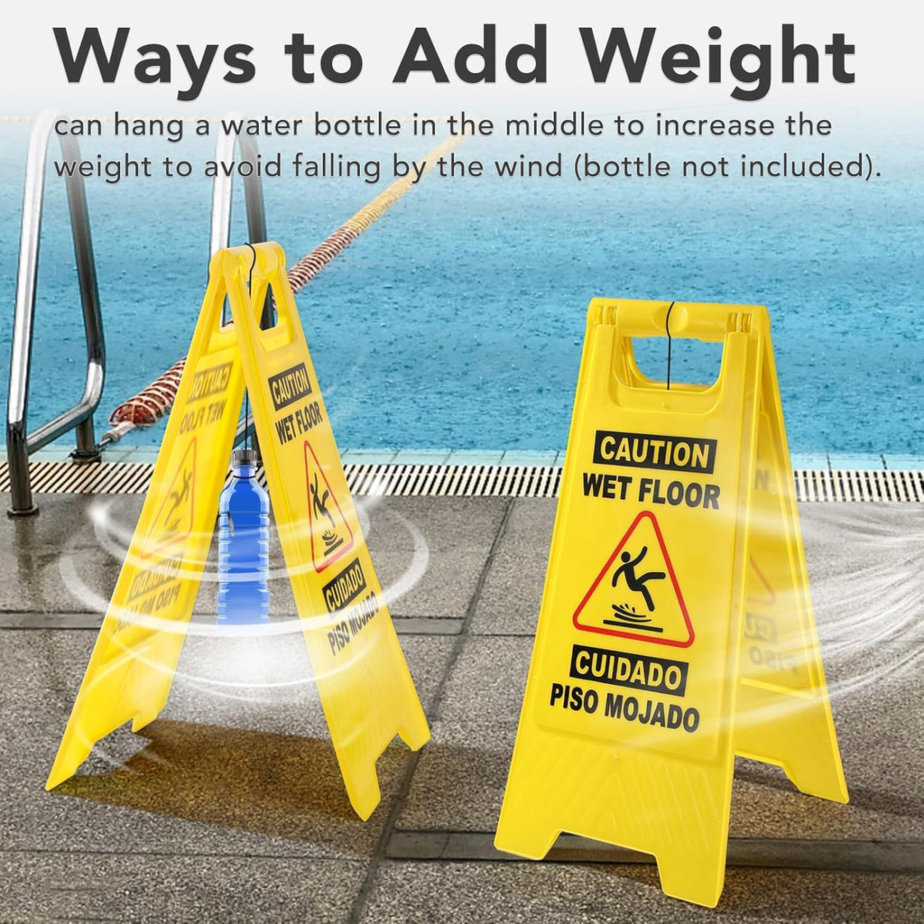6 Pack 24 IN Caution Wet Floor Sign Bilingual Foldable Safety Sign (6 Count)