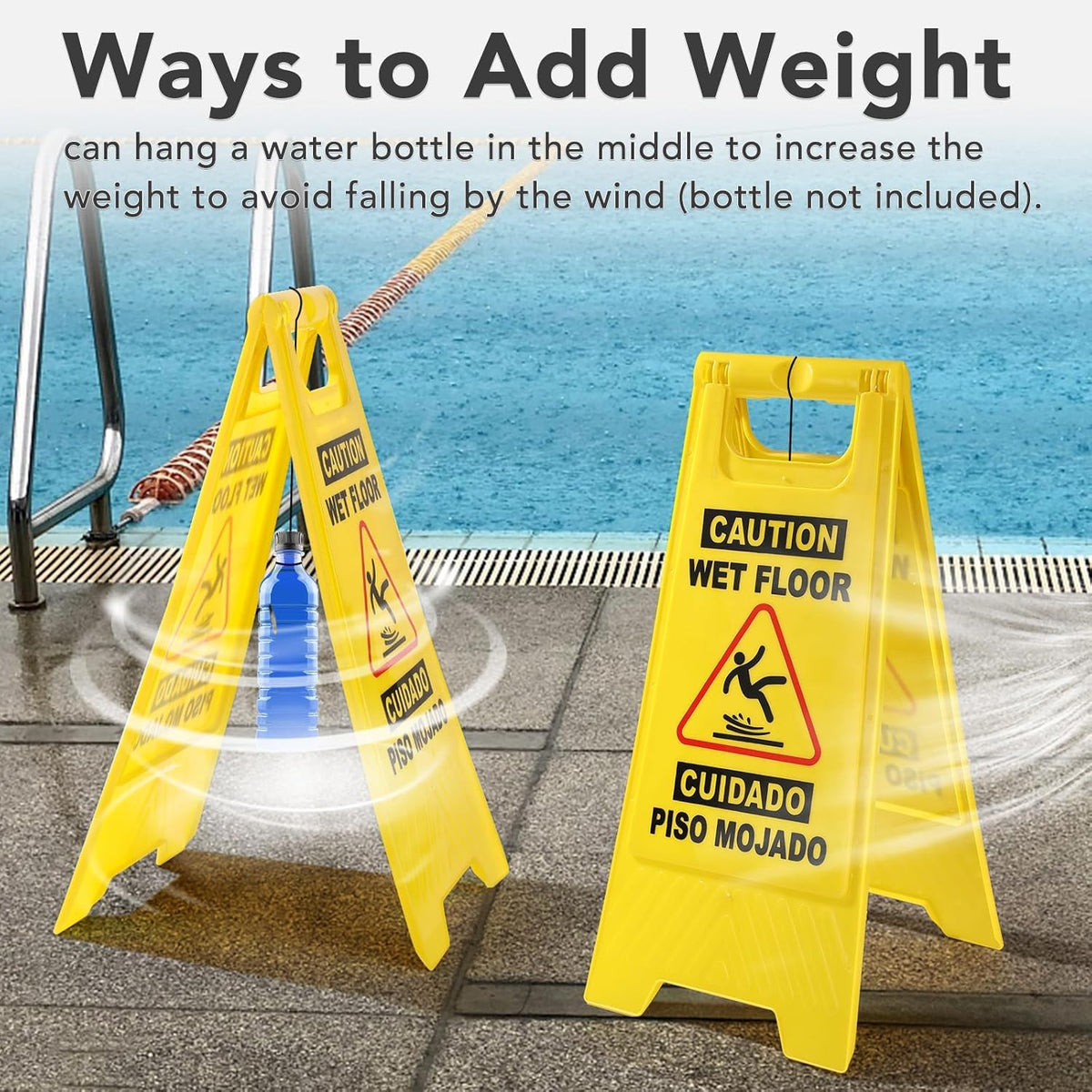 6 Pack 24 IN Caution Wet Floor Sign Bilingual Foldable Safety Sign (6 Count)
