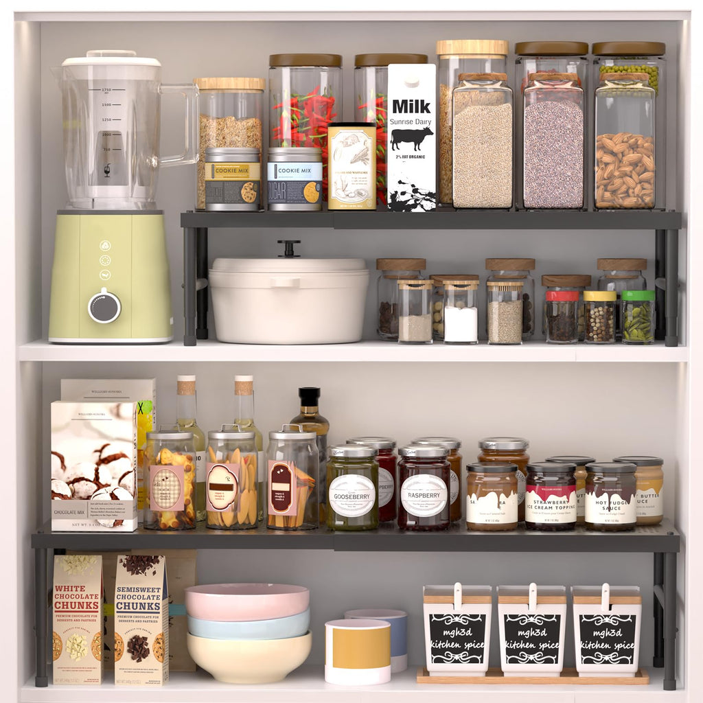 2 Pack Expandable adjustable stackable kitchen cabinet organizer