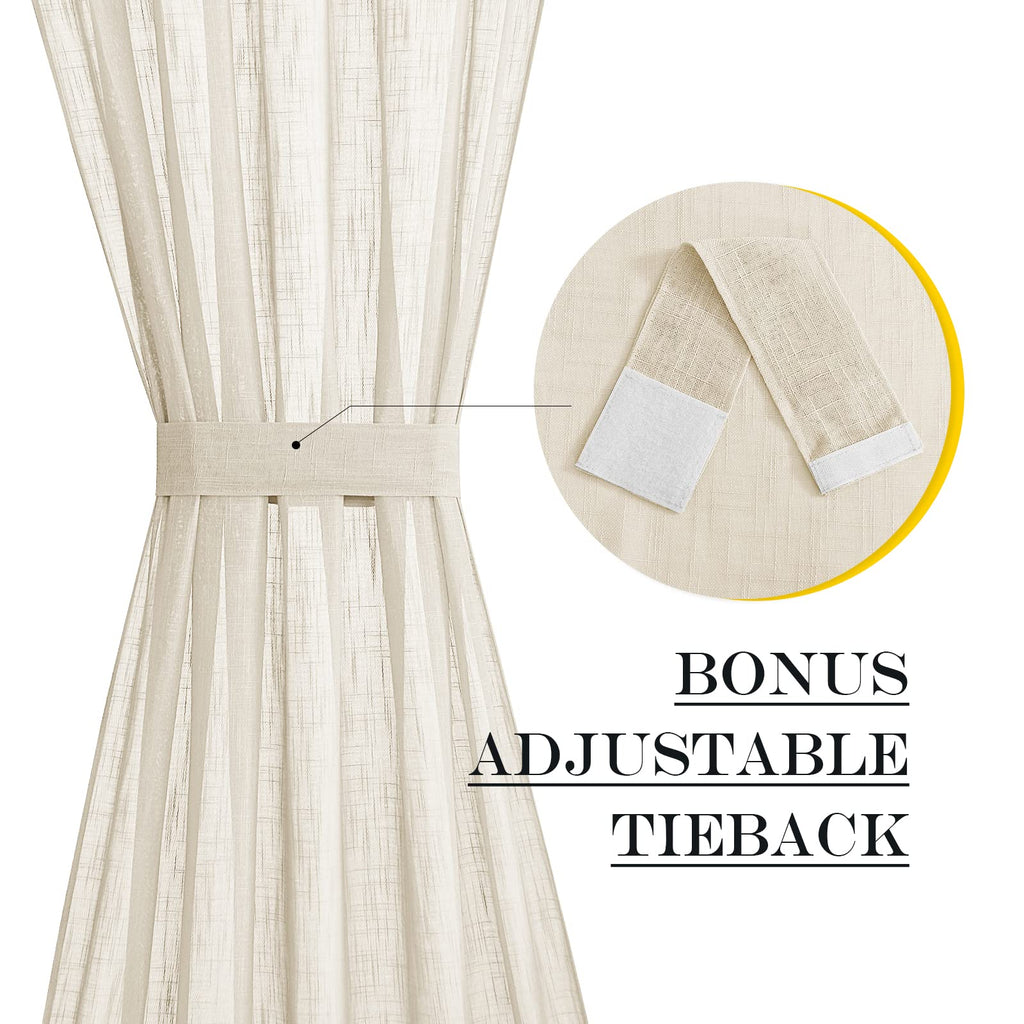 Door Panel Curtains Faux Linen French Curtain