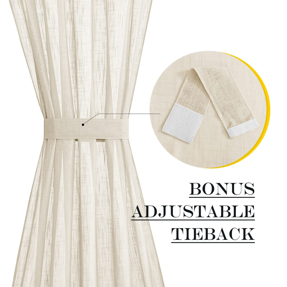 80 Inches Length Door Curtains with Tieback for Window