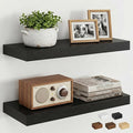 Dreamland 18" Floating Shelves, Rustic Wooden Black Wall Shelves for Bathroom|Bedroom|Kitchen, Deep Wall Mounted Book Shelf, Wood Storage Display Shelf for Home Decor, Set of 2