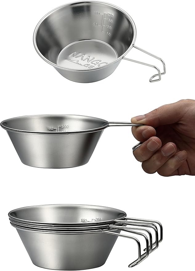 NANGOGEARNANGOGEAR Camping Sierra Cup 310ml 4pcs Set Food Grade Stainless Steel Dishwasher Safe (21112)