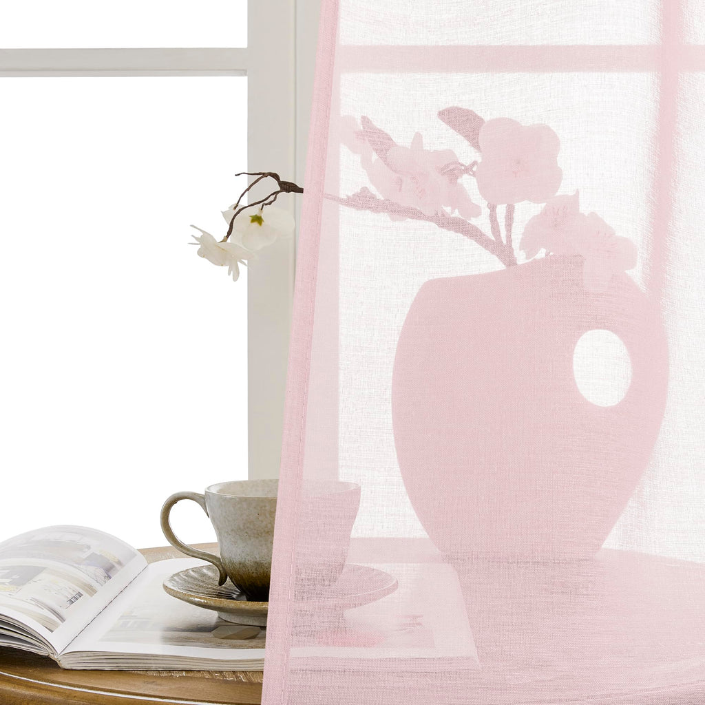 Sheer Door Curtains Closet Linen Textured Curtain Sheers Doorway Light Filtering Voile French Doors Rod Pocket Curtains Patio Glass Door