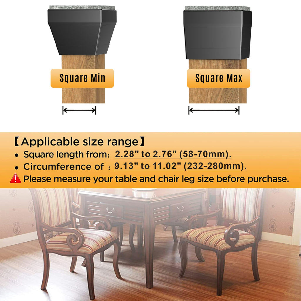 Square Chair Leg Protectors for Hardwood Floors (8 Count)