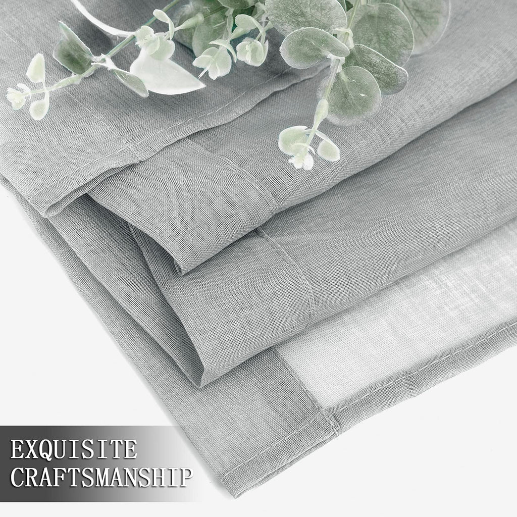 Sheer Tier Curtain Linen Textured Half Kitchen Curtains Sheer Light Filtering Rod Pocket Voile Small Curtains for Bathroom