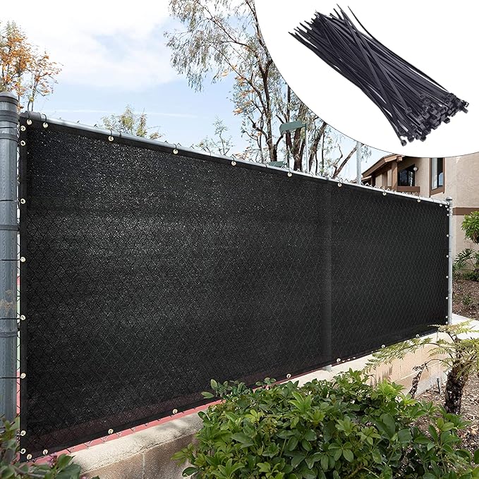 Royal Shade Custom Size 4' x 176' Black Fence Privacy Screen Windscreen Cover Netting Mesh Fabric Cloth - Cable Zip Ties Included (We Make Custom Size)