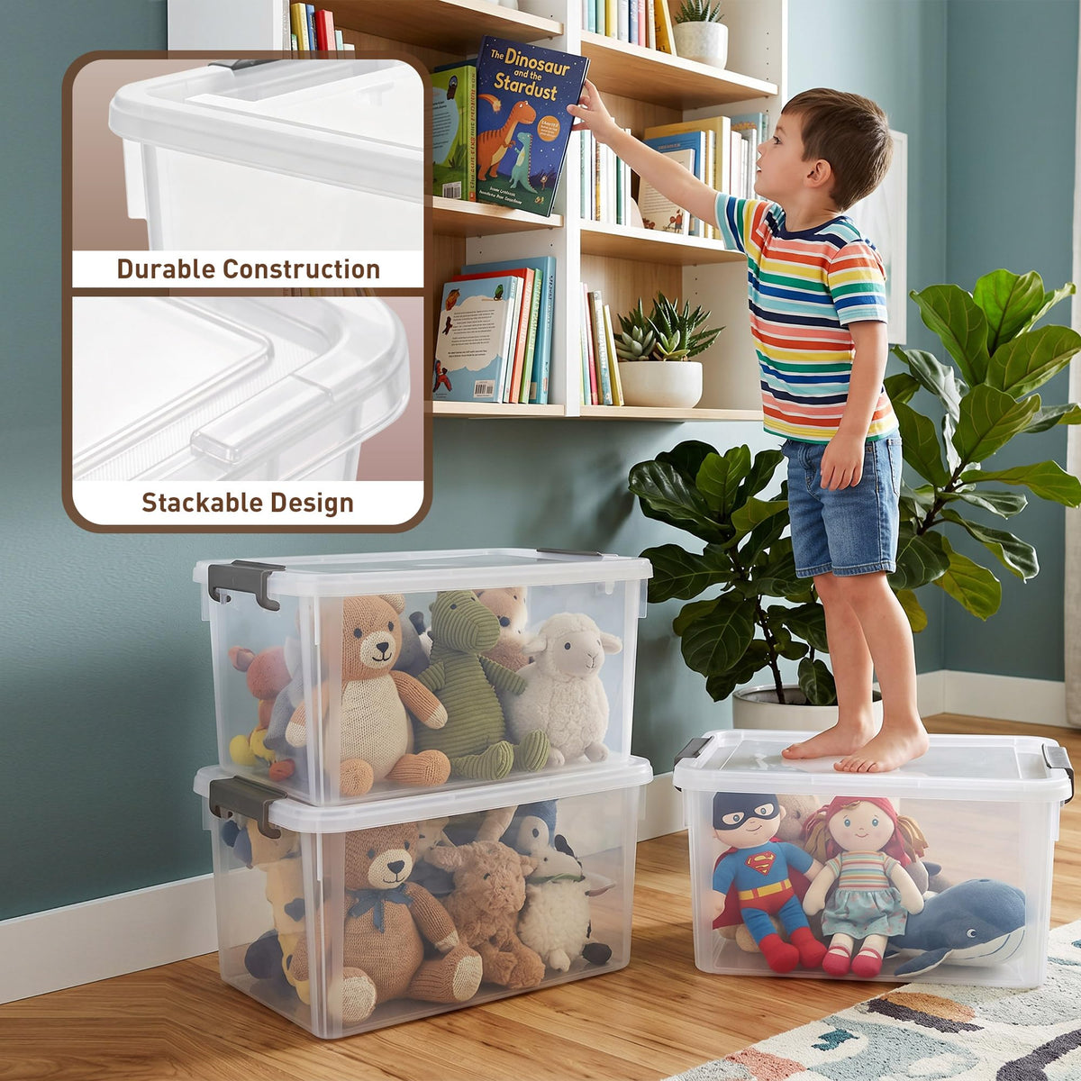 32 QT Plastic Storage Bins with Latching Lids Stackable Storage Containers for Organizing Large Clear Storage Box for Garage (8 Count)