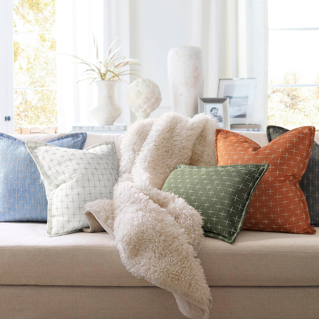 12x20 Pillow Covers Set of 2 Soft Polyester Textured Pillow Covers with Stylish Flange Edge Cozy Farmhouse Throw Pillows for Couch Bed Sofa Living Room (2 Count)