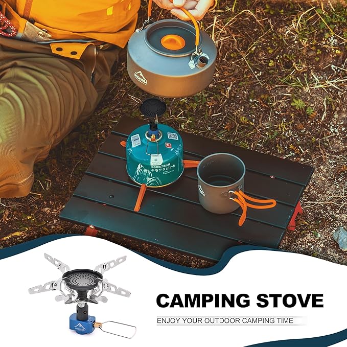 Widesea Camping Burner Stove 3300W Outdoor Gas Stove Small Backpacking Stoves Portable Bottletop Backpacking Stove Portable Tourist Survival Bushcraft Kitchen