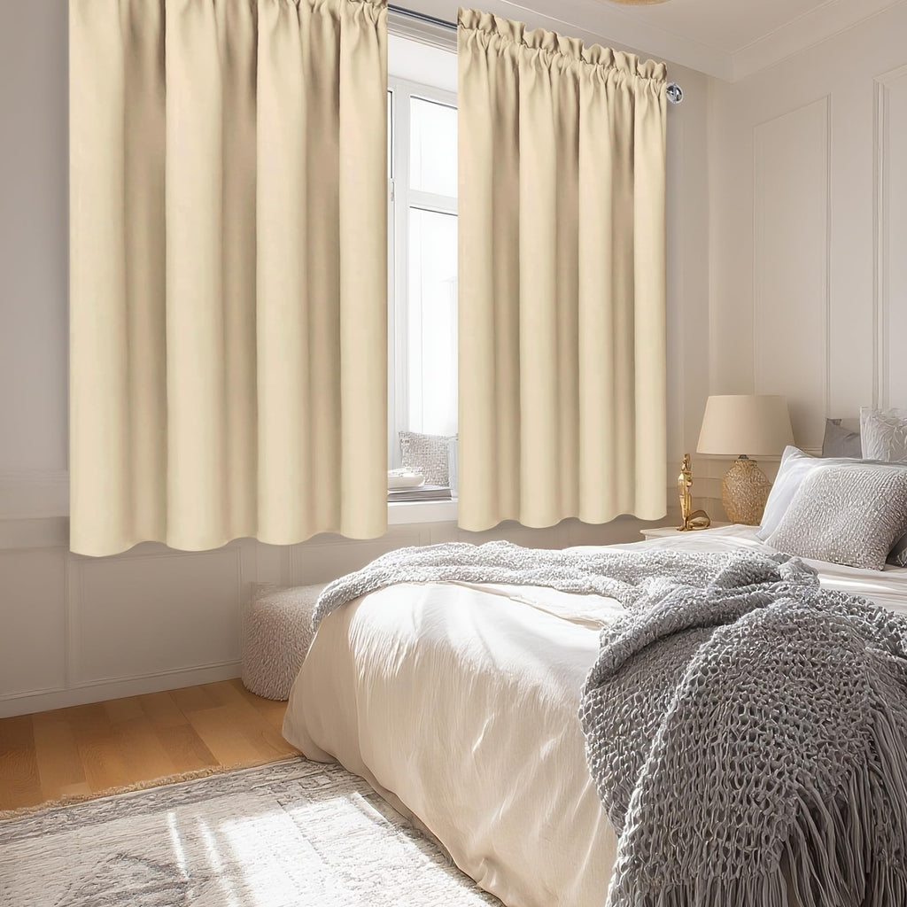 Blackout Curtains for Bedroom Living Room 52 x 63 Inch Long Beige (2 Count)