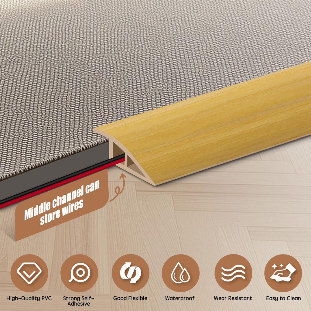 Floor Transition Strip Door Threshold 78" Floor Transition Reducer Trim on The Edges Threshold Strip Self Adhesive Suitable for Doorways