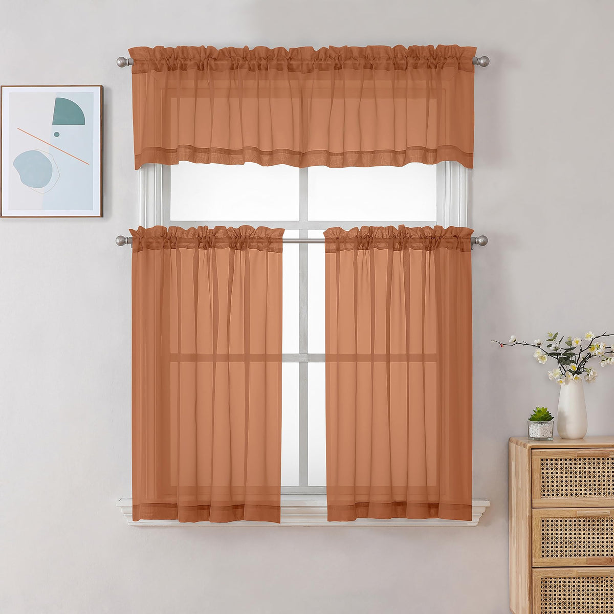 Orange Sheer Curtains 36 inch Length 2 Panels (2 Count)