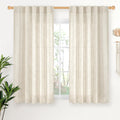 Linen Semi Sheer Curtains 45 Inch Length 2 Panels Set Rod Pocket (2 Count)