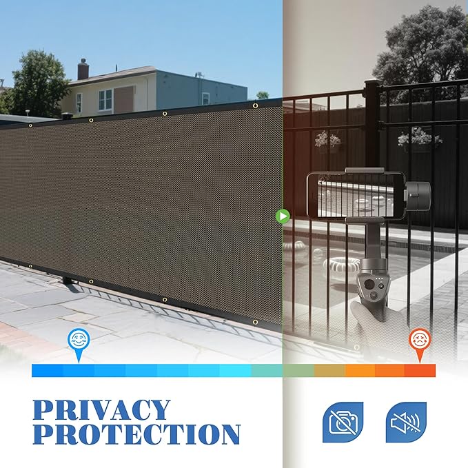 ECOOPTS 4'x141' Privacy Fence Screen Windscreen with Copper Grommets, Fit for Commercial Fence and Residential Garden Outdoor 90% UV Blockage, Cable Zip Ties Included (Brown)