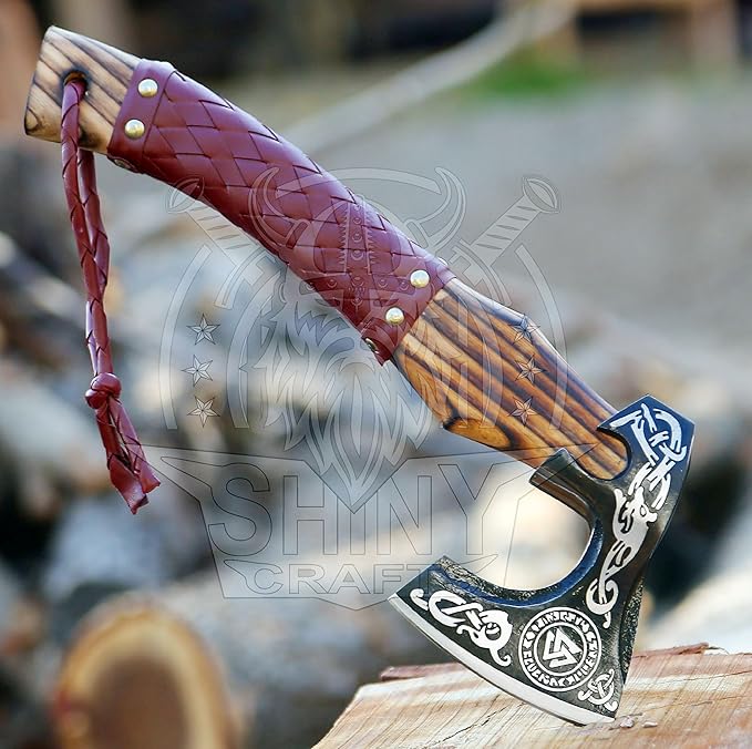 SHINY CRAFTS®- Personalized Viking Axe – Best Gift for Husband Decorative Hatchet for Father’s Day, Birthday, Anniversary, or Christmas (SCA-07)