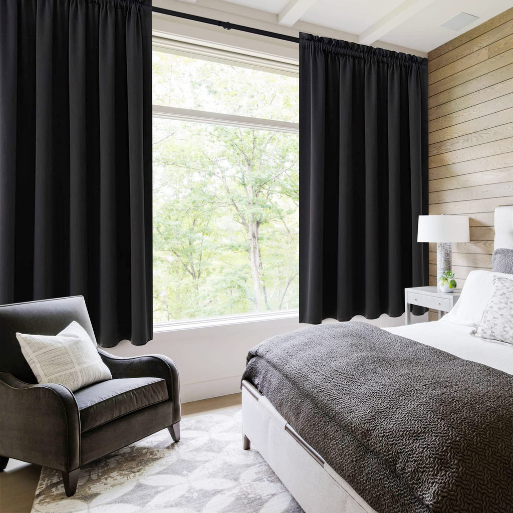 Short Blackout Curtains 60 x 36 Inch Long for Kitchen RV Bunk Black