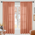 Burnt Orange Linen Curtains 68 Inches Long for Living Room (2 Count)