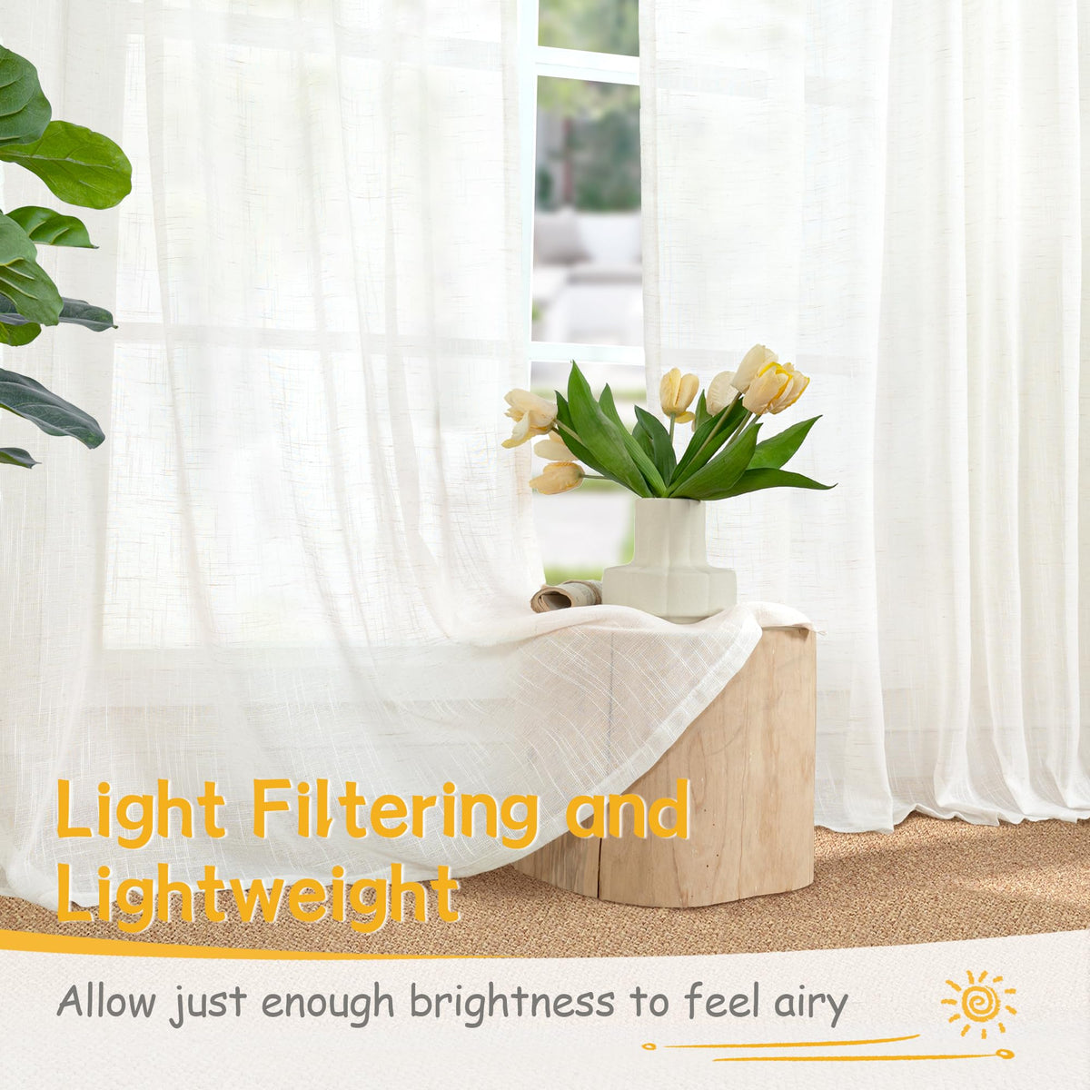 Short Linen Curtains 40 Inch Length (2 Count)