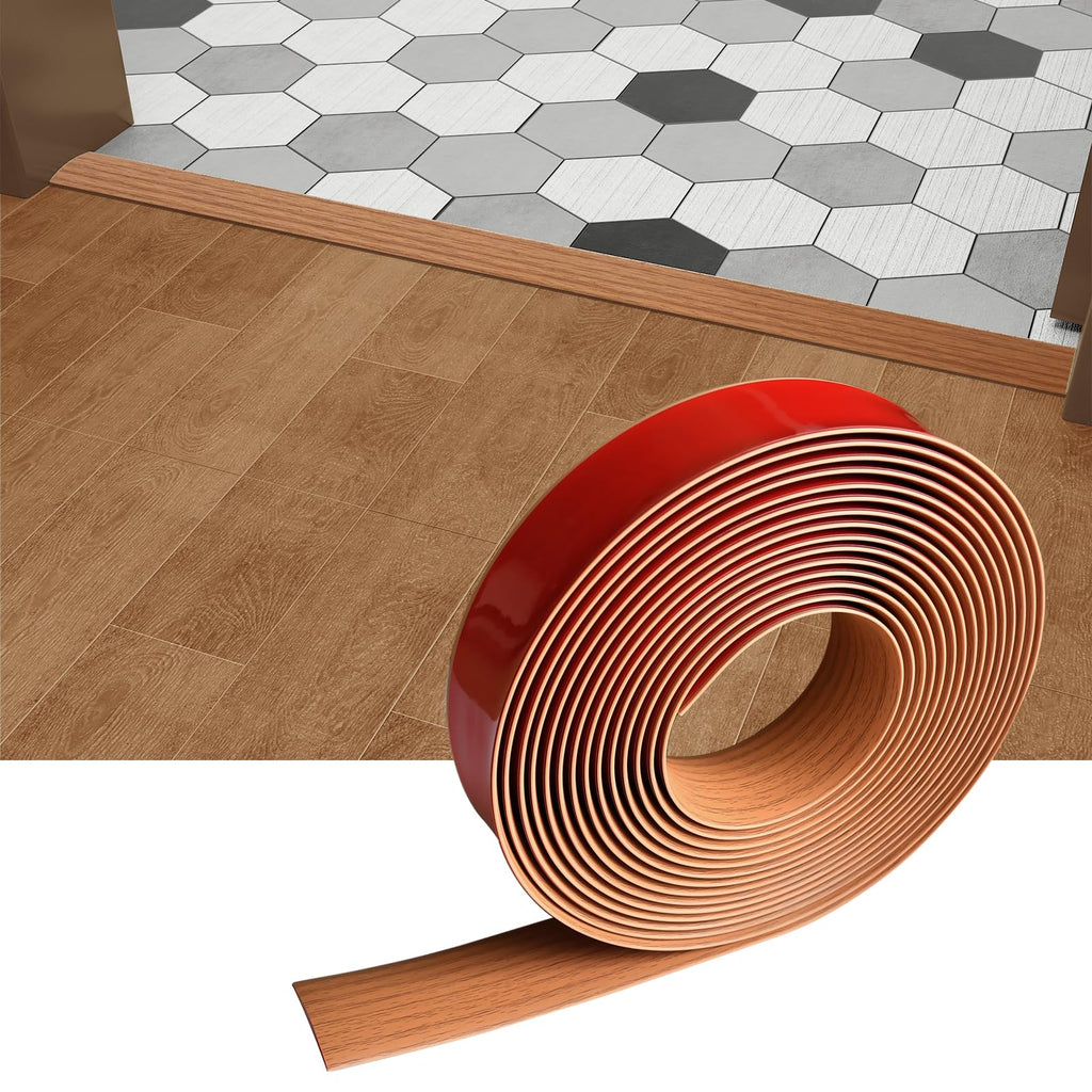 Floor Door Flat Transition Strip & Self Adhesive Floor Vinyl Floor Edge Trim Laminate Floor Gap Covering Joining Strip (19.67 Foot)